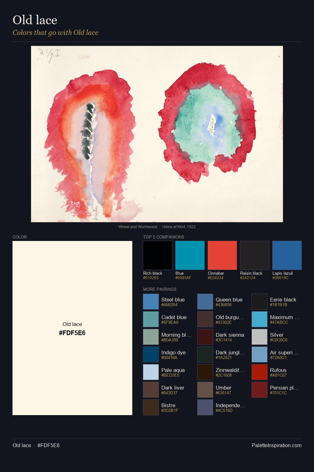 Colors That Go With Old lace (#FDF5E6) - Master Painting Pairs