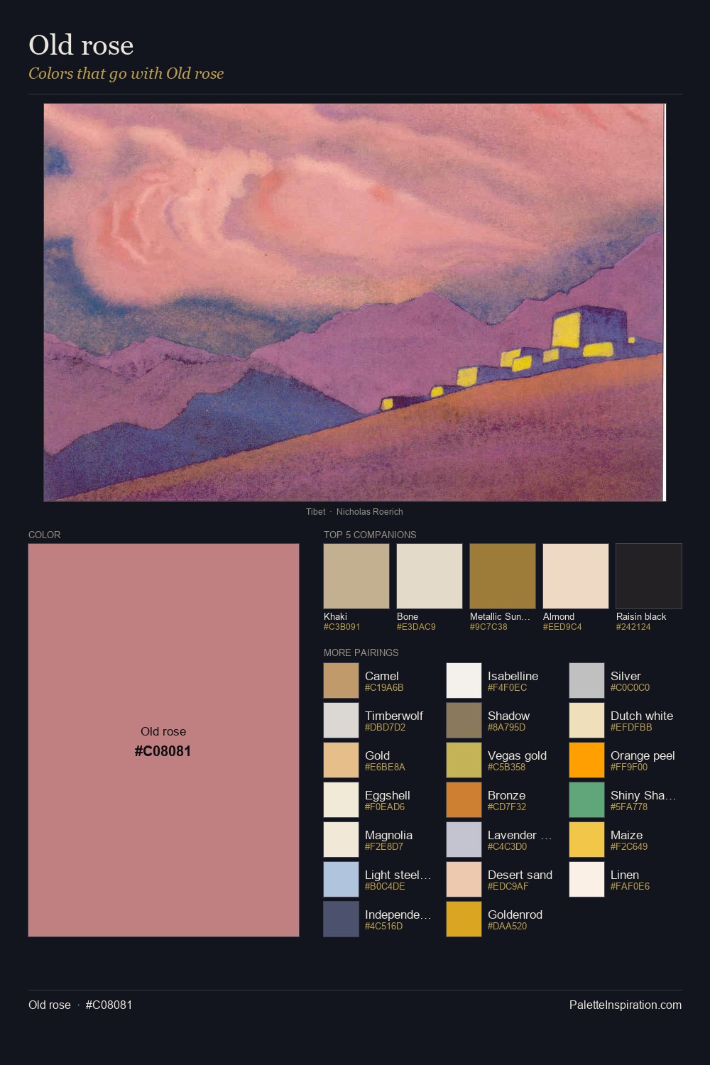 What Color Is Old Rpose Colors That Go With Old rose (#C08081) - Master Painting Pairs