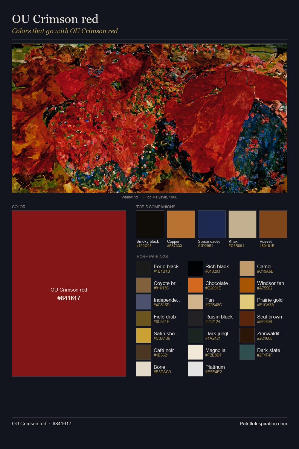 Colors That Go With OU Crimson red (#841617) - Master Painting Pairs
