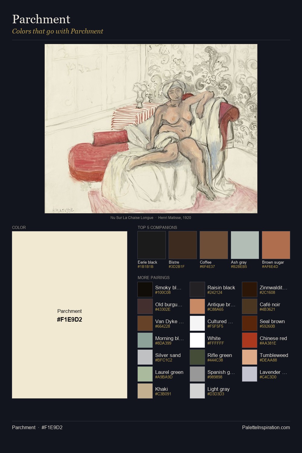 Colors That Go With Parchment (#F1E9D2) - Master Painting Pairs