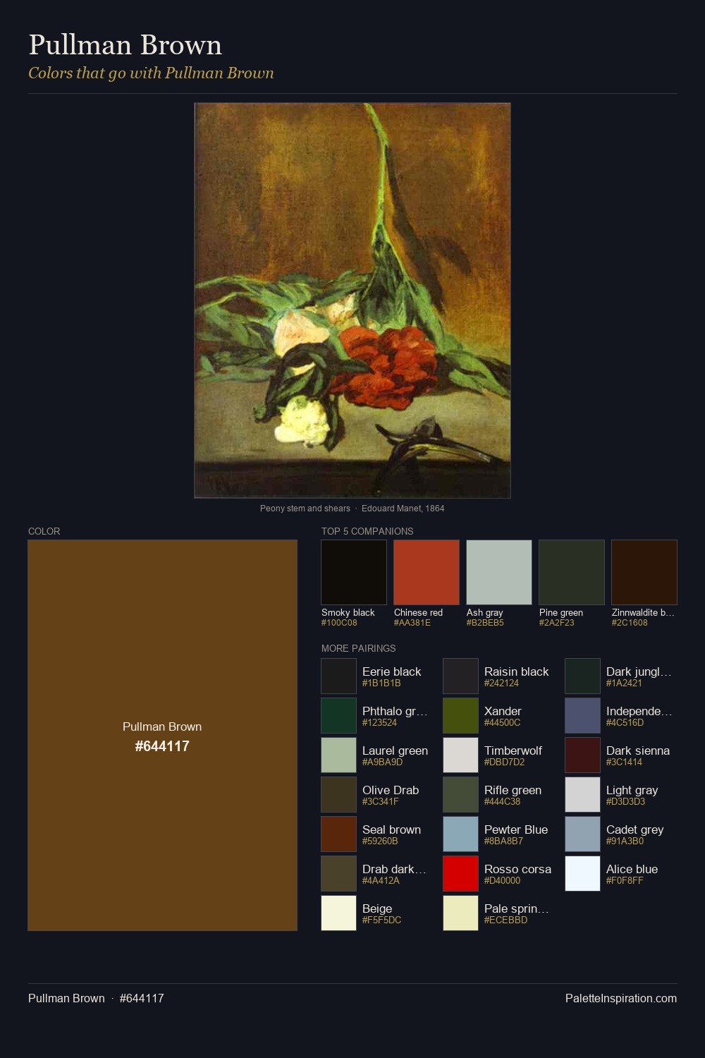 Colors That Go With Pullman Brown (#644117) - Master Painting Pairs