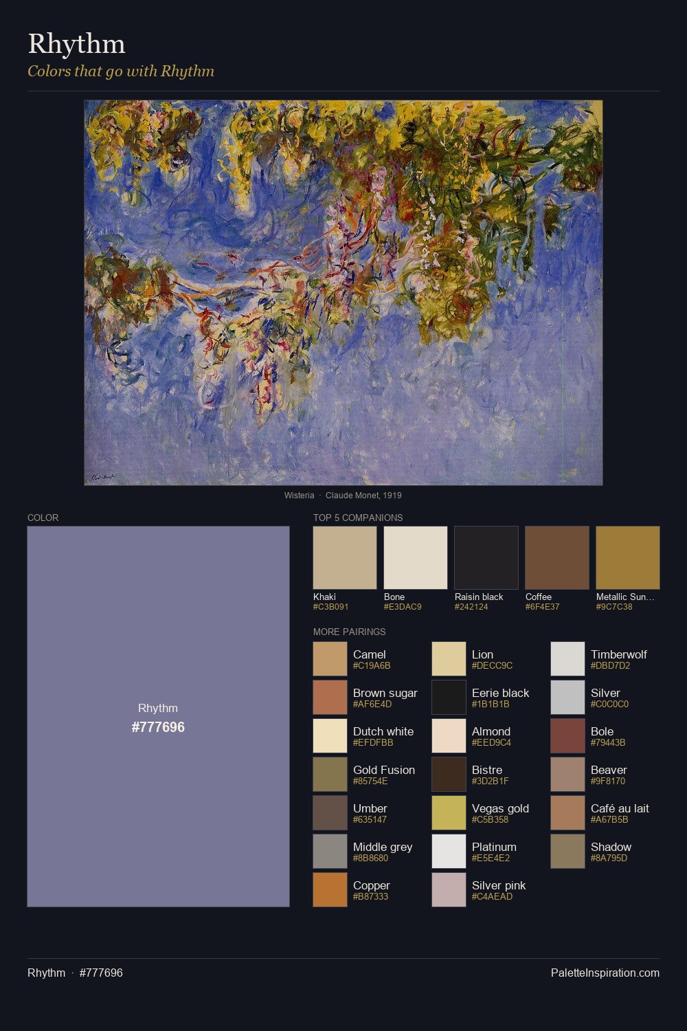 Colors That Go With Rhythm (#777696) - Master Painting Pairs