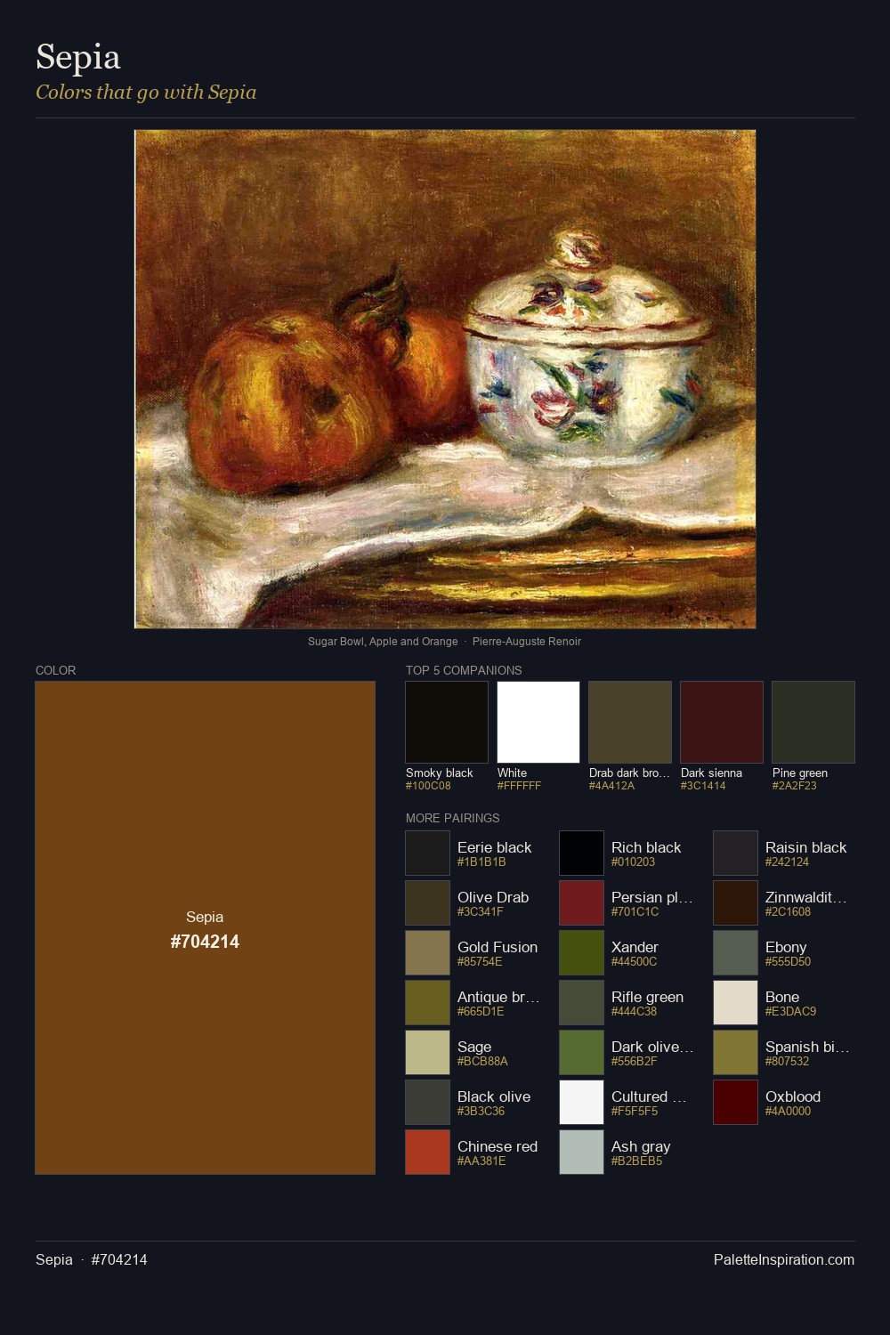 Colors That Go With Sepia (#704214) - Master Painting Pairs