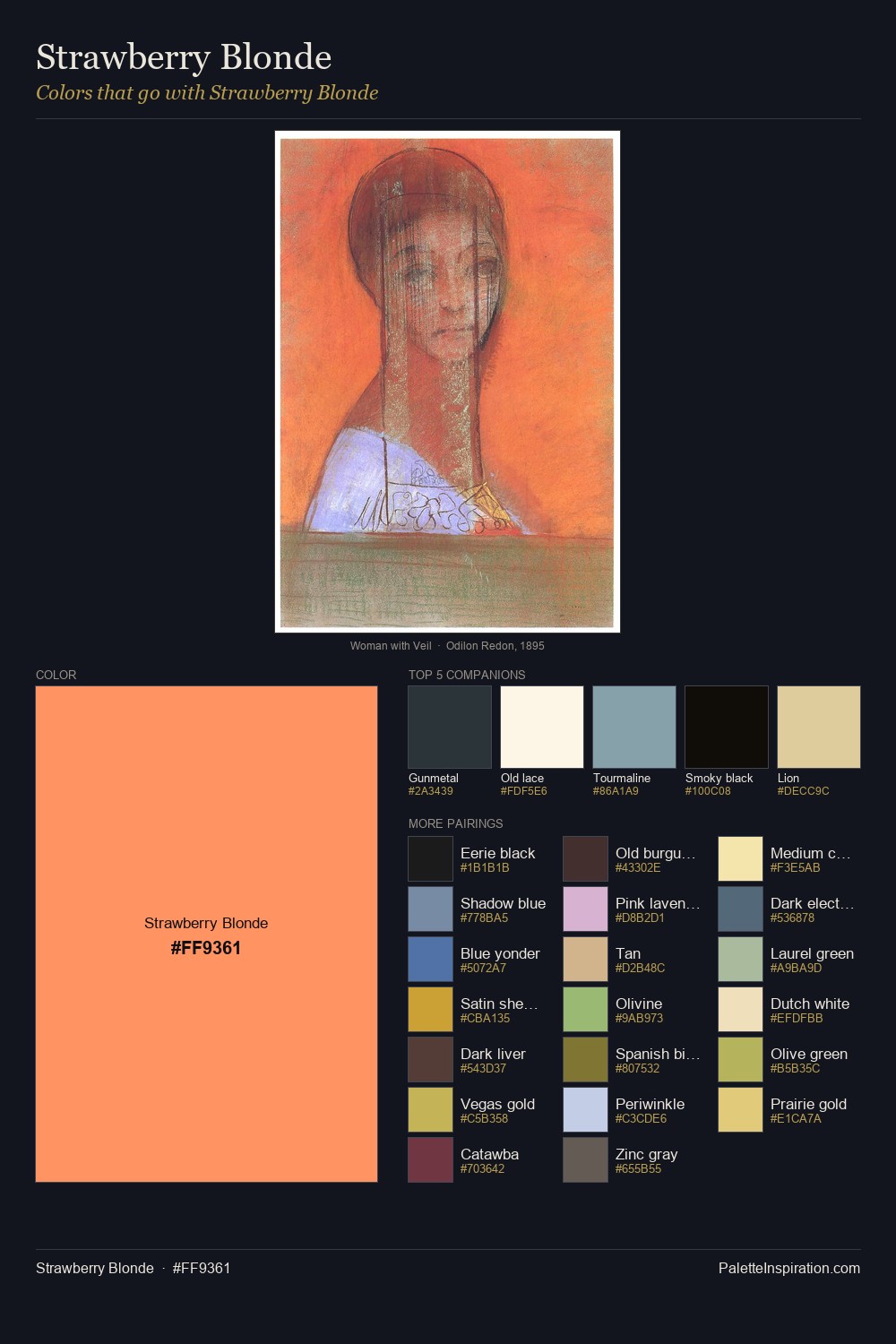 Colors That Go With Strawberry Blonde (#FF9361) - Master Painting Pairs