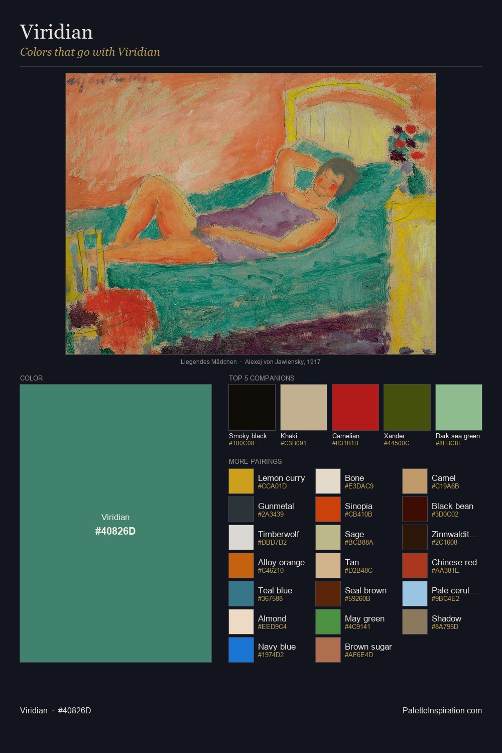 Colors That Go With Viridian (#40826D) - Master Painting Pairs