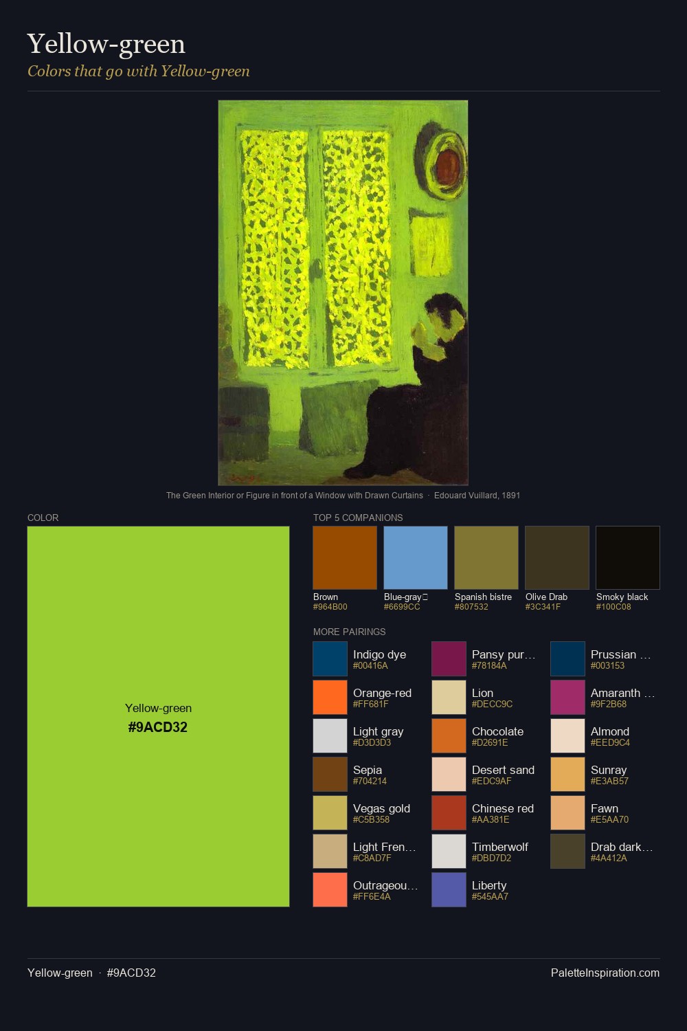 Colors That Go With Yellow-green (#9ACD32) - Master Painting Pairs